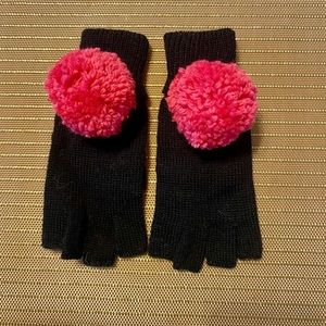 Fingerless Wool Gloves w/PomPom